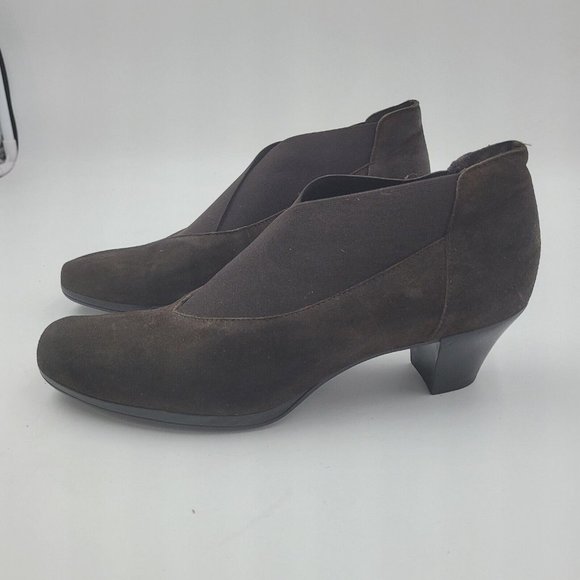NEW Munro Francee Brown Suede V-Neck Heeled Ankle Bootie Women's Size 10M - Picture 6 of 11